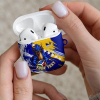 Personalized Bosnia Herzegovina Dragon Soccer AirPods Case Bosnian Football Flag Stars Fleur De Lis Grunge