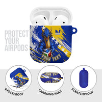 Personalized Bosnia Herzegovina Dragon Soccer AirPods Case Bosnian Football Flag Stars Fleur De Lis Grunge