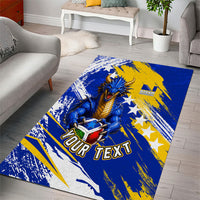 Personalized Bosnia Herzegovina Dragon Soccer Area Rug Bosnian Football Flag Stars Fleur De Lis Grunge