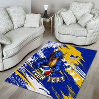 Personalized Bosnia Herzegovina Dragon Soccer Area Rug Bosnian Football Flag Stars Fleur De Lis Grunge