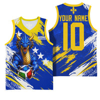 Personalized Bosnia Herzegovina Dragon Soccer Basketball Jersey Bosnian Football Flag Stars Fleur De Lis Grunge