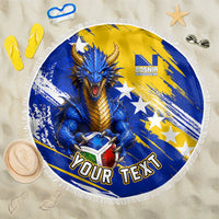 Personalized Bosnia Herzegovina Dragon Soccer Beach Blanket Bosnian Football Flag Stars Fleur De Lis Grunge