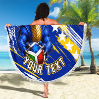 Personalized Bosnia Herzegovina Dragon Soccer Beach Blanket Bosnian Football Flag Stars Fleur De Lis Grunge