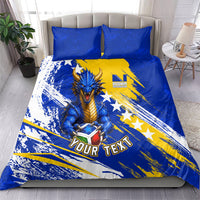 Personalized Bosnia Herzegovina Dragon Soccer Bedding Set Bosnian Football Flag Stars Fleur De Lis Grunge