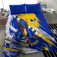 Personalized Bosnia Herzegovina Dragon Soccer Bedding Set Bosnian Football Flag Stars Fleur De Lis Grunge