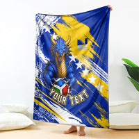 Personalized Bosnia Herzegovina Dragon Soccer Blanket Bosnian Football Flag Stars Fleur De Lis Grunge