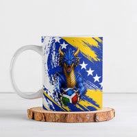 Personalized Bosnia Herzegovina Dragon Soccer Ceramic Mug Bosnian Football Flag Stars Fleur De Lis Grunge