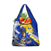 Personalized Bosnia Herzegovina Dragon Soccer Grocery Bag Bosnian Football Flag Stars Fleur De Lis Grunge