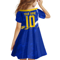 Personalized Bosnia Herzegovina Dragon Soccer Kid Short Sleeve Dress Bosnian Football Flag Stars Fleur De Lis Grunge