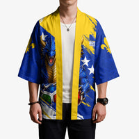 Personalized Bosnia Herzegovina Dragon Soccer Kimono Bosnian Football Flag Stars Fleur De Lis Grunge
