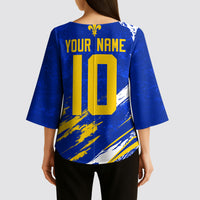 Personalized Bosnia Herzegovina Dragon Soccer Kimono Sleeve Blouse Bosnian Football Flag Stars Fleur De Lis Grunge
