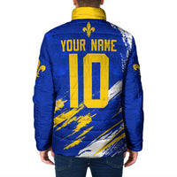 Personalized Bosnia Herzegovina Dragon Soccer Padded Jacket Bosnian Football Flag Stars Fleur De Lis Grunge