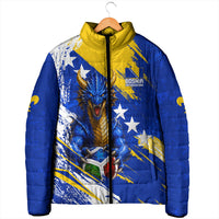 Personalized Bosnia Herzegovina Dragon Soccer Padded Jacket Bosnian Football Flag Stars Fleur De Lis Grunge