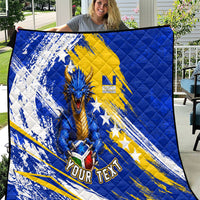 Personalized Bosnia Herzegovina Dragon Soccer Quilt Bosnian Football Flag Stars Fleur De Lis Grunge