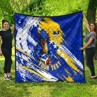 Personalized Bosnia Herzegovina Dragon Soccer Quilt Bosnian Football Flag Stars Fleur De Lis Grunge