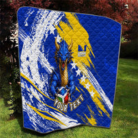 Personalized Bosnia Herzegovina Dragon Soccer Quilt Bosnian Football Flag Stars Fleur De Lis Grunge