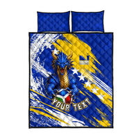 Personalized Bosnia Herzegovina Dragon Soccer Quilt Bed Set Bosnian Football Flag Stars Fleur De Lis Grunge