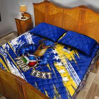 Personalized Bosnia Herzegovina Dragon Soccer Quilt Bed Set Bosnian Football Flag Stars Fleur De Lis Grunge
