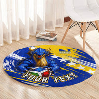 Personalized Bosnia Herzegovina Dragon Soccer Round Carpet Bosnian Football Flag Stars Fleur De Lis Grunge
