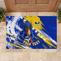 Personalized Bosnia Herzegovina Dragon Soccer Rubber Doormat Bosnian Football Flag Stars Fleur De Lis Grunge