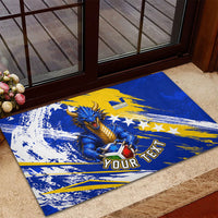 Personalized Bosnia Herzegovina Dragon Soccer Rubber Doormat Bosnian Football Flag Stars Fleur De Lis Grunge