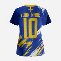 Personalized Bosnia Herzegovina Dragon Soccer Scrub Top Bosnian Football Flag Stars Fleur De Lis Grunge