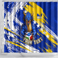 Personalized Bosnia Herzegovina Dragon Soccer Shower Curtain Bosnian Football Flag Stars Fleur De Lis Grunge