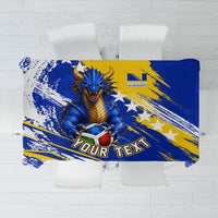 Personalized Bosnia Herzegovina Dragon Soccer Tablecloth Bosnian Football Flag Stars Fleur De Lis Grunge