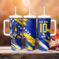 Personalized Bosnia Herzegovina Dragon Soccer Tumbler With Handle Bosnian Football Flag Stars Fleur De Lis Grunge