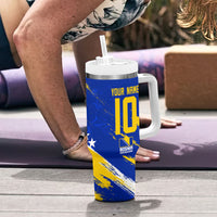 Personalized Bosnia Herzegovina Dragon Soccer Tumbler With Handle Bosnian Football Flag Stars Fleur De Lis Grunge