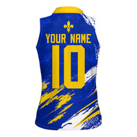 Personalized Bosnia Herzegovina Dragon Soccer Women Sleeveless Polo Shirt Bosnian Football Flag Stars Fleur De Lis Grunge