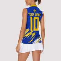 Personalized Bosnia Herzegovina Dragon Soccer Women Sleeveless Polo Shirt Bosnian Football Flag Stars Fleur De Lis Grunge