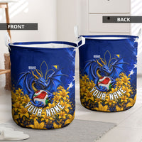 Personalized Bosnia Herzegovina Dragon Soccer Laundry Basket Football Golden Lily Bosnian Flag Cheering Fans
