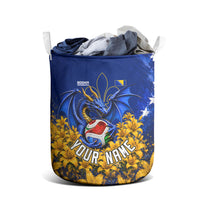 Personalized Bosnia Herzegovina Dragon Soccer Laundry Basket Football Golden Lily Bosnian Flag Cheering Fans