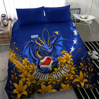 Personalized Bosnia Herzegovina Dragon Soccer Bedding Set Football Golden Lily Bosnian Flag Cheering Fans
