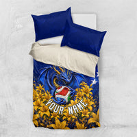 Personalized Bosnia Herzegovina Dragon Soccer Bedding Set Football Golden Lily Bosnian Flag Cheering Fans