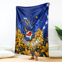 Personalized Bosnia Herzegovina Dragon Soccer Blanket Football Golden Lily Bosnian Flag Cheering Fans