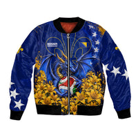 Personalized Bosnia Herzegovina Dragon Soccer Bomber Jacket Football Golden Lily Bosnian Flag Cheering Fans