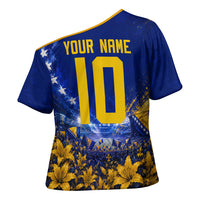 Personalized Bosnia Herzegovina Dragon Soccer Cross Shoulder Shirt Football Golden Lily Bosnian Flag Cheering Fans