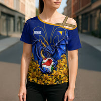 Personalized Bosnia Herzegovina Dragon Soccer Cross Shoulder Shirt Football Golden Lily Bosnian Flag Cheering Fans