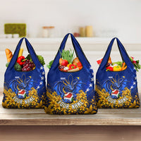 Personalized Bosnia Herzegovina Dragon Soccer Grocery Bag Football Golden Lily Bosnian Flag Cheering Fans