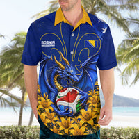 Personalized Bosnia Herzegovina Dragon Soccer Hawaiian Shirt Football Golden Lily Bosnian Flag Cheering Fans