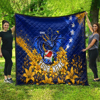 Personalized Bosnia Herzegovina Dragon Soccer Quilt Football Golden Lily Bosnian Flag Cheering Fans