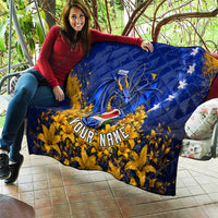 Personalized Bosnia Herzegovina Dragon Soccer Quilt Football Golden Lily Bosnian Flag Cheering Fans