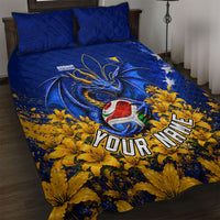 Personalized Bosnia Herzegovina Dragon Soccer Quilt Bed Set Football Golden Lily Bosnian Flag Cheering Fans