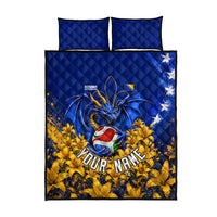 Personalized Bosnia Herzegovina Dragon Soccer Quilt Bed Set Football Golden Lily Bosnian Flag Cheering Fans
