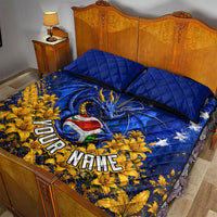 Personalized Bosnia Herzegovina Dragon Soccer Quilt Bed Set Football Golden Lily Bosnian Flag Cheering Fans