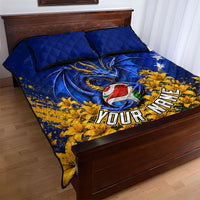 Personalized Bosnia Herzegovina Dragon Soccer Quilt Bed Set Football Golden Lily Bosnian Flag Cheering Fans