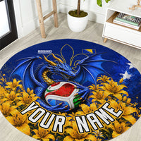Personalized Bosnia Herzegovina Dragon Soccer Round Carpet Football Golden Lily Bosnian Flag Cheering Fans