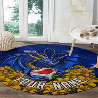 Personalized Bosnia Herzegovina Dragon Soccer Round Carpet Football Golden Lily Bosnian Flag Cheering Fans